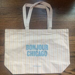 Sezane Striped Tote Bag in Cream, Yellow and Blue